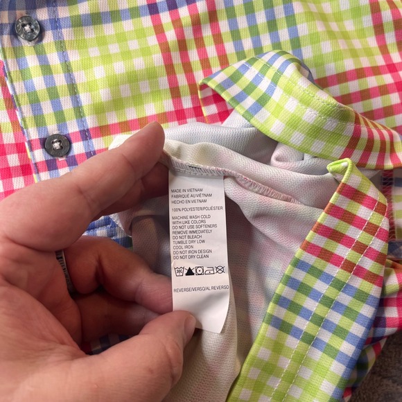 IZOD Golf Mens Large Polo Shirt Multicolor Plaid Gingham Short Sleeve NWT - Picture 4 of 9